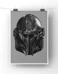 The Galactic Mercenary: Minimalist Sci-Fi Helmet Art Print