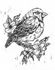 Hand-CUT & designed art lino bird print.