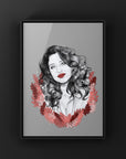 Black and white, Art/ gallery print, digital-drawn ecofriendly illustration. Inspired by Kat dennings.