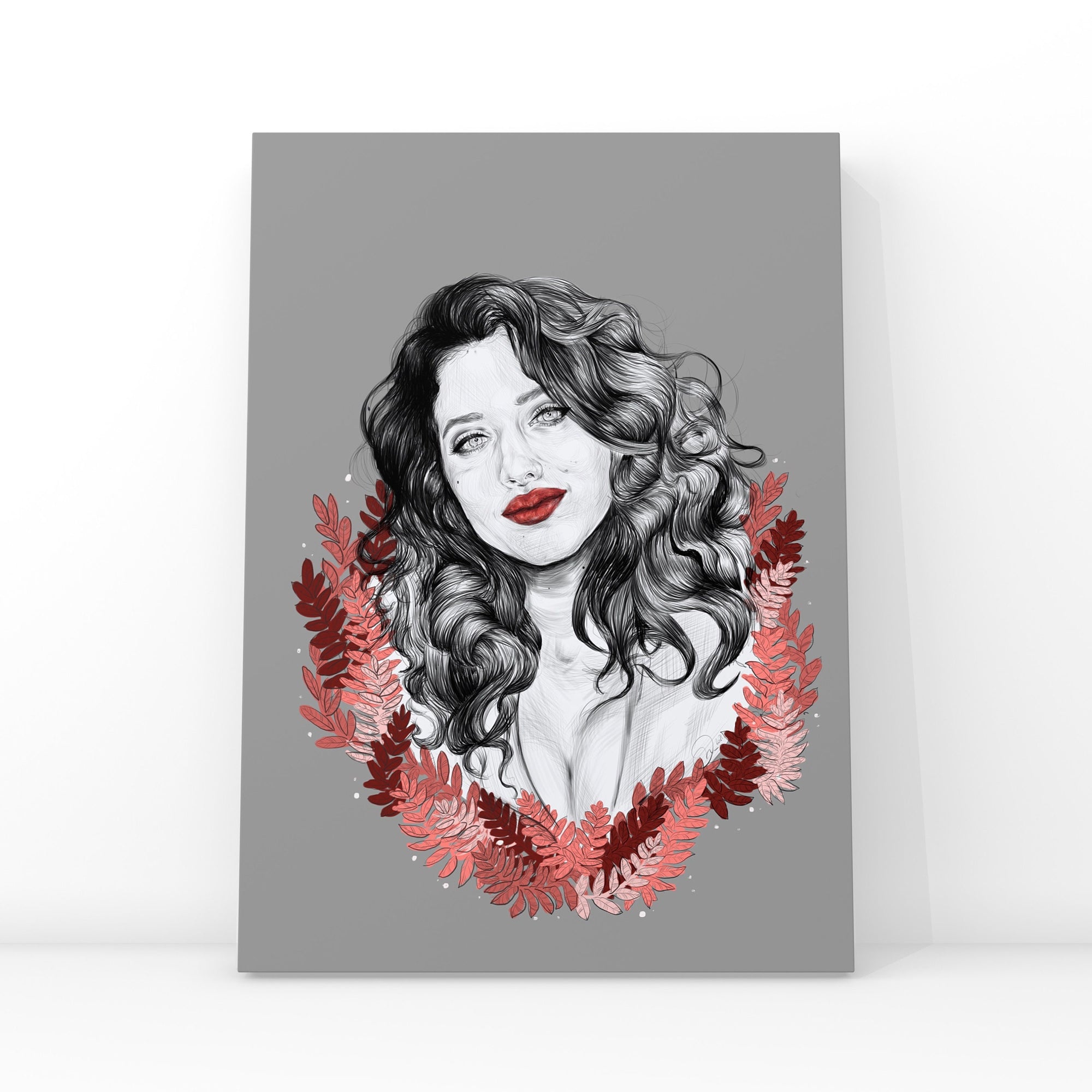 Black and white, Art/ gallery print, digital-drawn ecofriendly illustration. Inspired by Kat dennings.