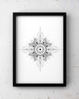mandala print. hand drawn, digital, art print, gallery print. home decor.