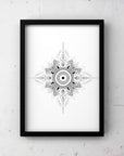 mandala print. hand drawn, digital, art print, gallery print. home decor.