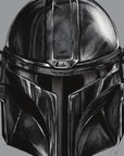 Mandalorian, Star Wars inspired. helmet, digital-drawn illustration, art print, ecofriendly wall art.