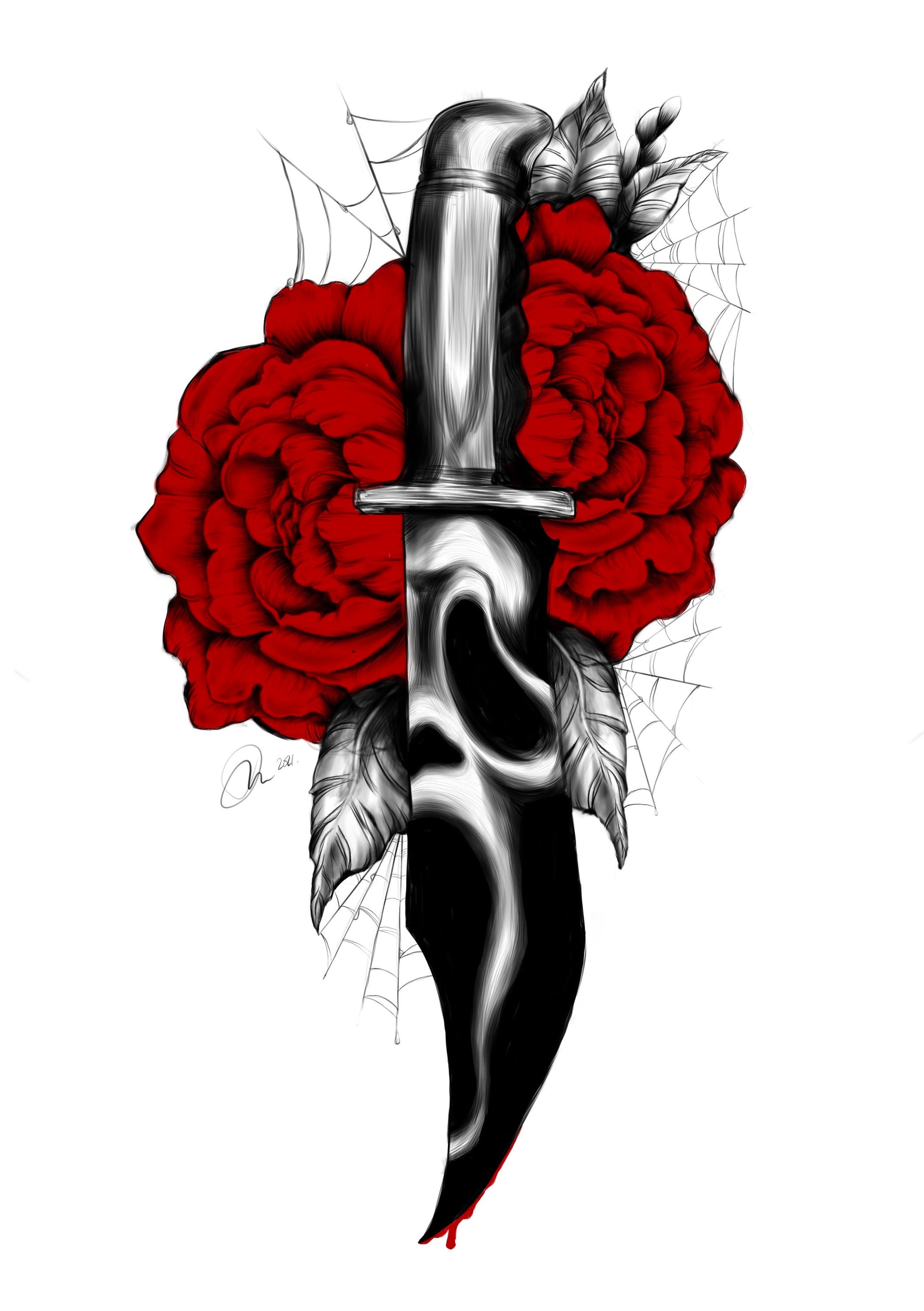 Scream, Halloween, horror, spooky, slasher movie illustration art gallery print.