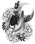 Bat Halloween horror spooky fall tattoo black and white art illustration gallery print