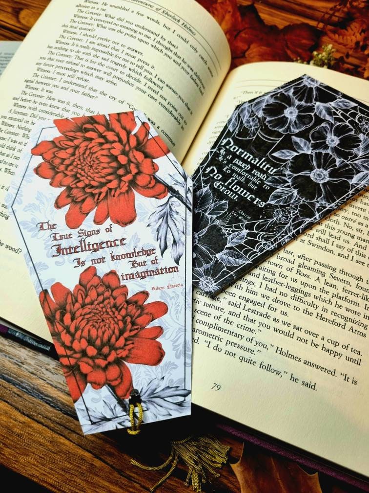 Horror| gothic| historical quotes | coffin shaped |eco-friendly | Floral | original art illustrated | Dark academia bookmarks | Witchcore