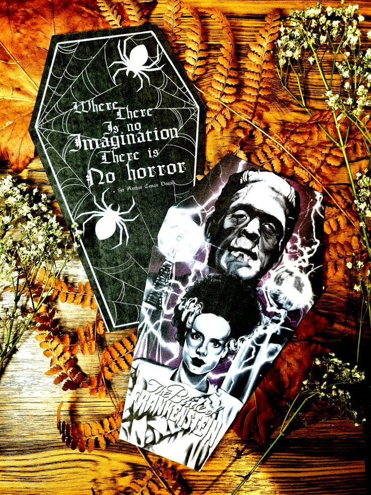 Horror| gothic| historical quotes | coffin shaped |eco-friendly | Floral | original art illustrated | Dark academia bookmarks | Witchcore