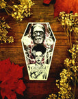 Bride of Frankenstein, horror, spooky, beautiful, hand digitally illustrated waterproof, glossy vinyl sticker.