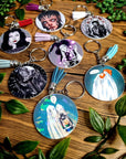 Beautiful original art illustrated handmade keyrings | keychain | geeky | Recycled | art | Gothic | Fantasy | eco friendly | illustration