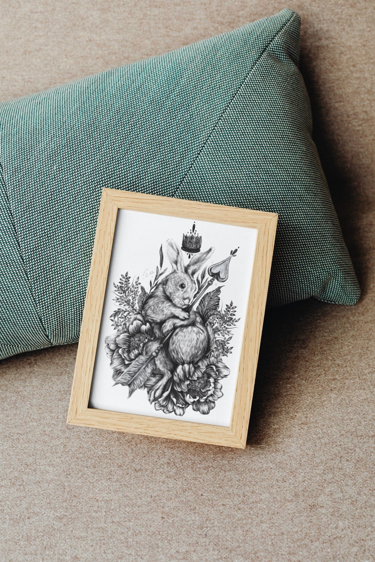 Dramatic | editorial |art| beautiful digital hand-drawn | art print| Wall art | gothic art | original |unique |dark art| Rabbit| home decor