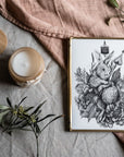 Dramatic | editorial |art| beautiful digital hand-drawn | art print| Wall art | gothic art | original |unique |dark art| Rabbit| home decor