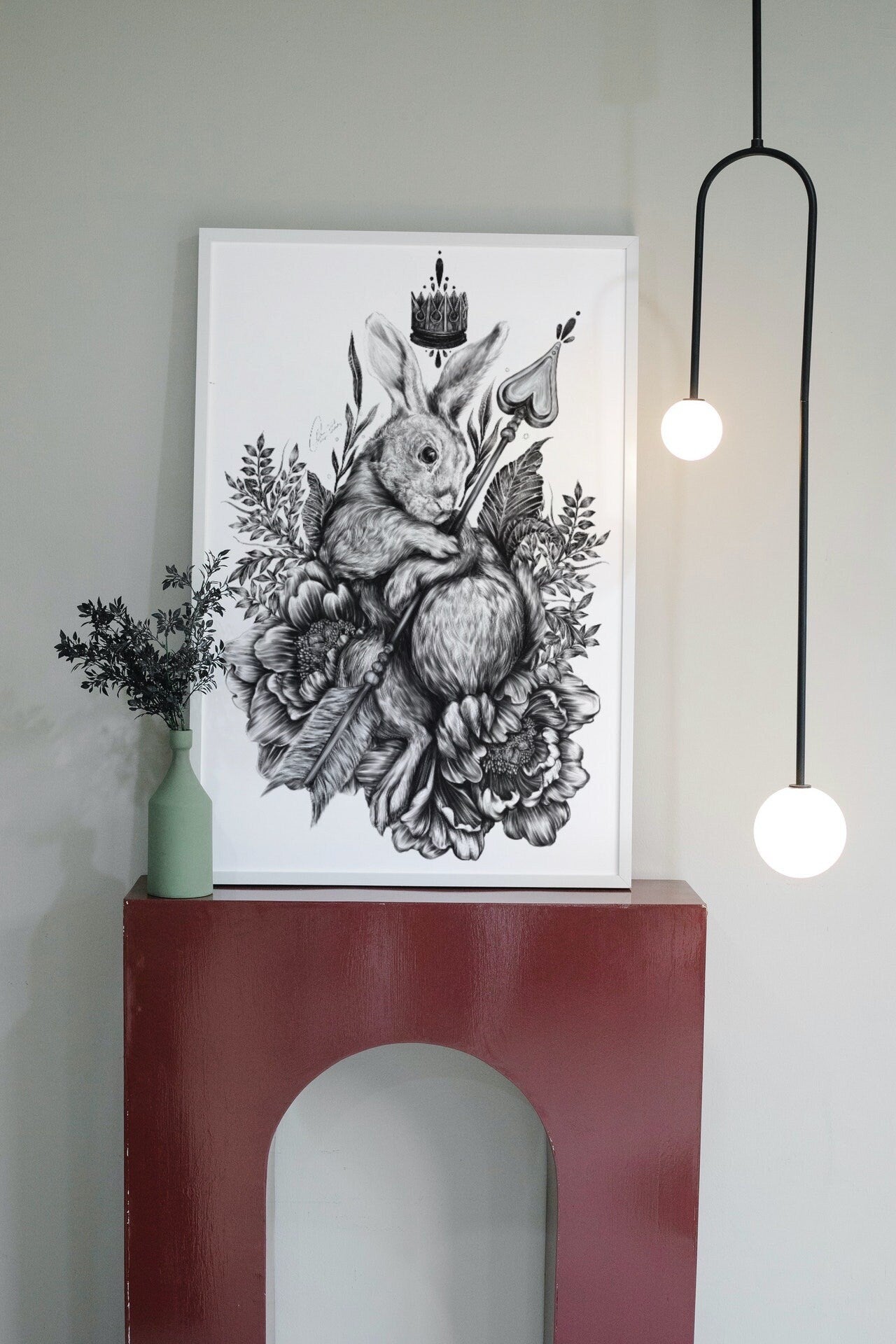 Dramatic | editorial |art| beautiful digital hand-drawn | art print| Wall art | gothic art | original |unique |dark art| Rabbit| home decor