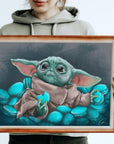 The Macaron Gatherer: Whimsical Alien Creature Fine Art Print