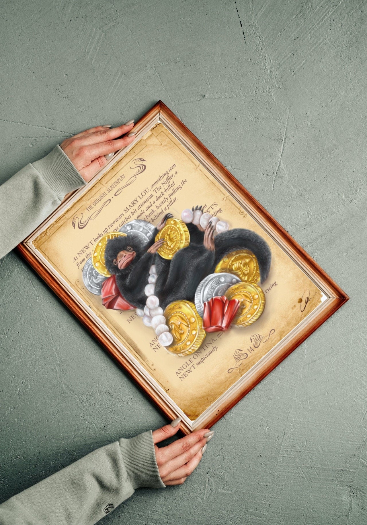 Niffler | Fantastic Beasts | beautiful digital hand-drawn | art | illustration | Wall art | original | unique | geeky | magic | home decor