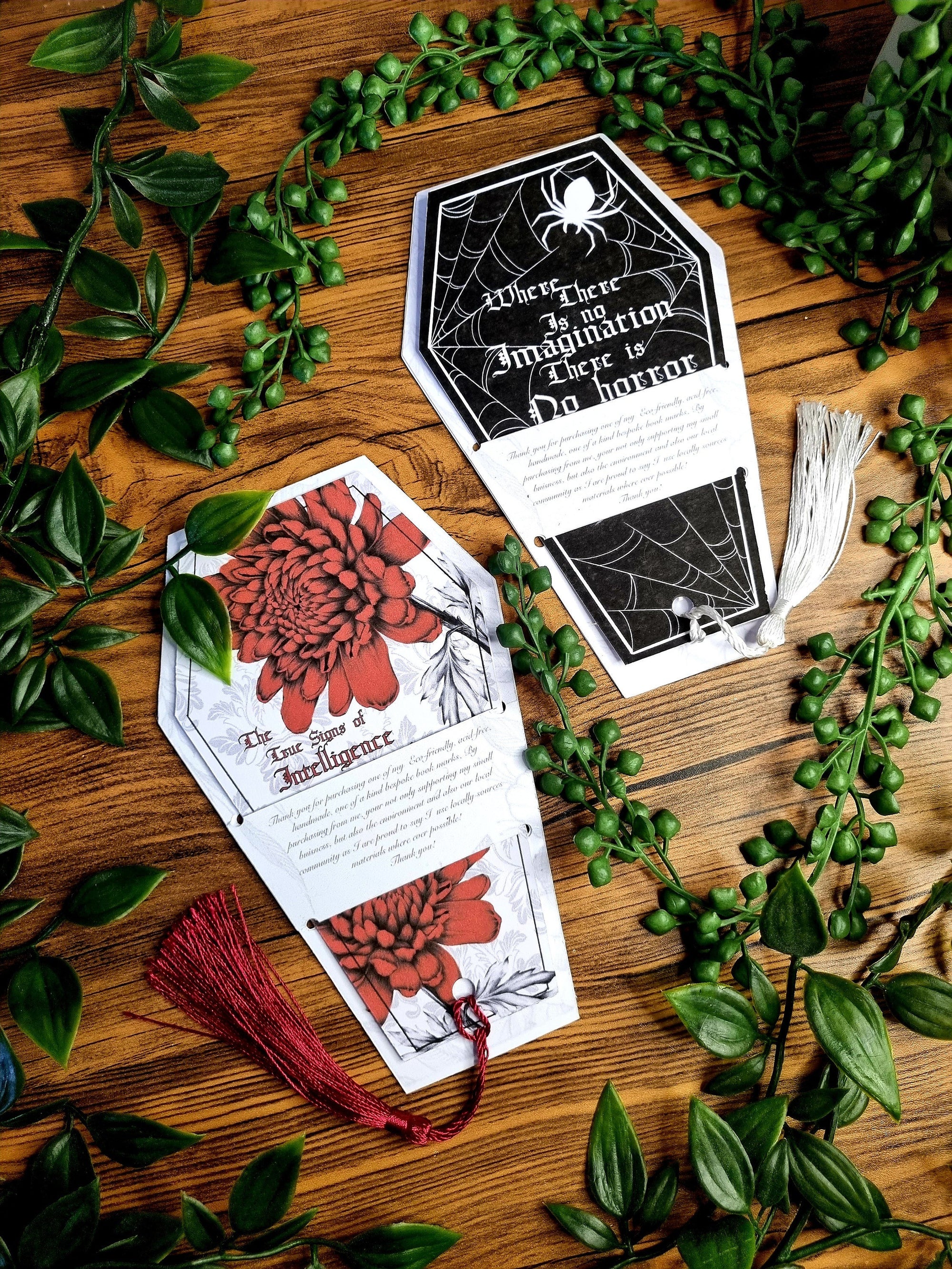Horror| gothic| historical quotes | coffin shaped |eco-friendly | Floral | original art illustrated | Dark academia bookmarks | Witchcore