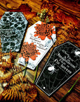 Horror| gothic| historical quotes | coffin shaped |eco-friendly | Floral | original art illustrated | Dark academia bookmarks | Witchcore
