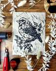 Hand-CUT & designed art lino bird print.