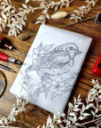 Hand-CUT & designed art lino bird print.