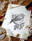 Hand-CUT & designed art lino bird print.