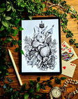 Dramatic | editorial |art| beautiful digital hand-drawn | art print| Wall art | gothic art | original |unique |dark art| Rabbit| home decor