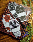 Horror| gothic| historical quotes | coffin shaped |eco-friendly | Floral | original art illustrated | Dark academia bookmarks | Witchcore