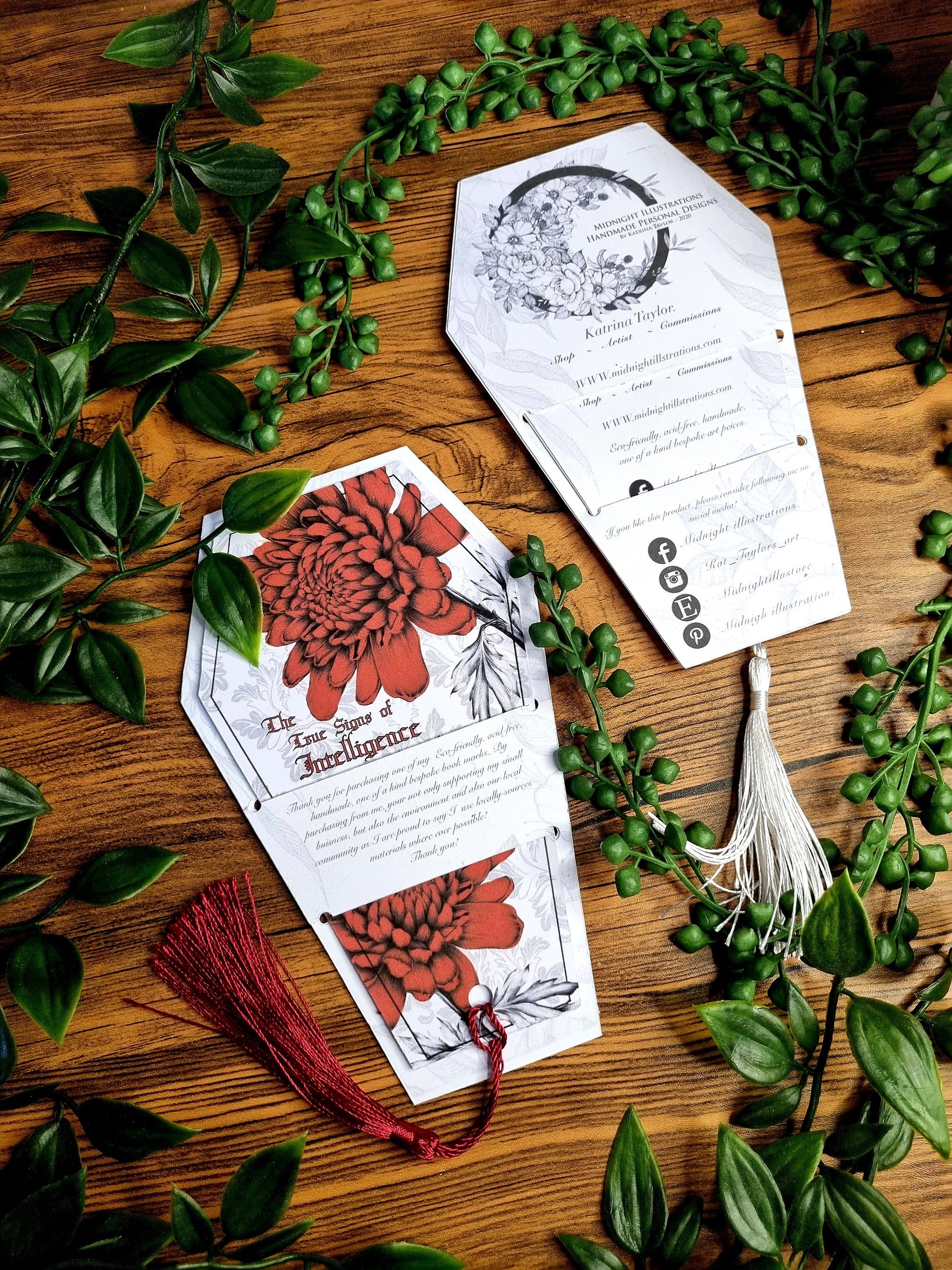 Horror| gothic| historical quotes | coffin shaped |eco-friendly | Floral | original art illustrated | Dark academia bookmarks | Witchcore