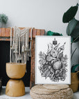 Dramatic | editorial |art| beautiful digital hand-drawn | art print| Wall art | gothic art | original |unique |dark art| Rabbit| home decor