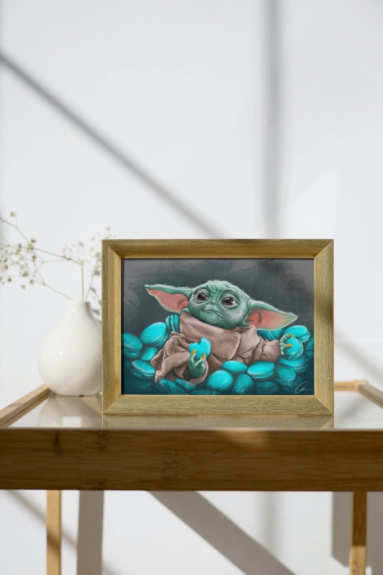 Baby yoda | beautiful digital hand-drawn | art print | illustration | Wall art |original | unique | dark art| geeky| starwars| home decor