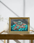 Baby yoda | beautiful digital hand-drawn | art print | illustration | Wall art |original | unique | dark art| geeky| starwars| home decor