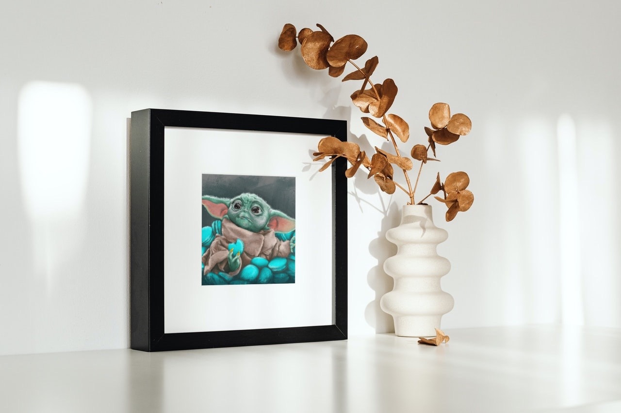 Baby yoda | beautiful digital hand-drawn | art print | illustration | Wall art |original | unique | dark art| geeky| starwars| home decor