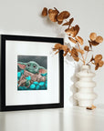 Baby yoda | beautiful digital hand-drawn | art print | illustration | Wall art |original | unique | dark art| geeky| starwars| home decor