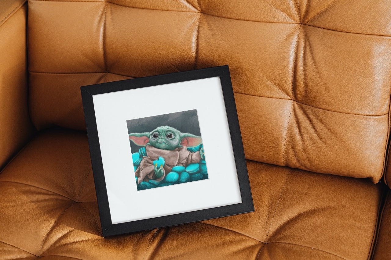 Baby yoda | beautiful digital hand-drawn | art print | illustration | Wall art |original | unique | dark art| geeky| starwars| home decor