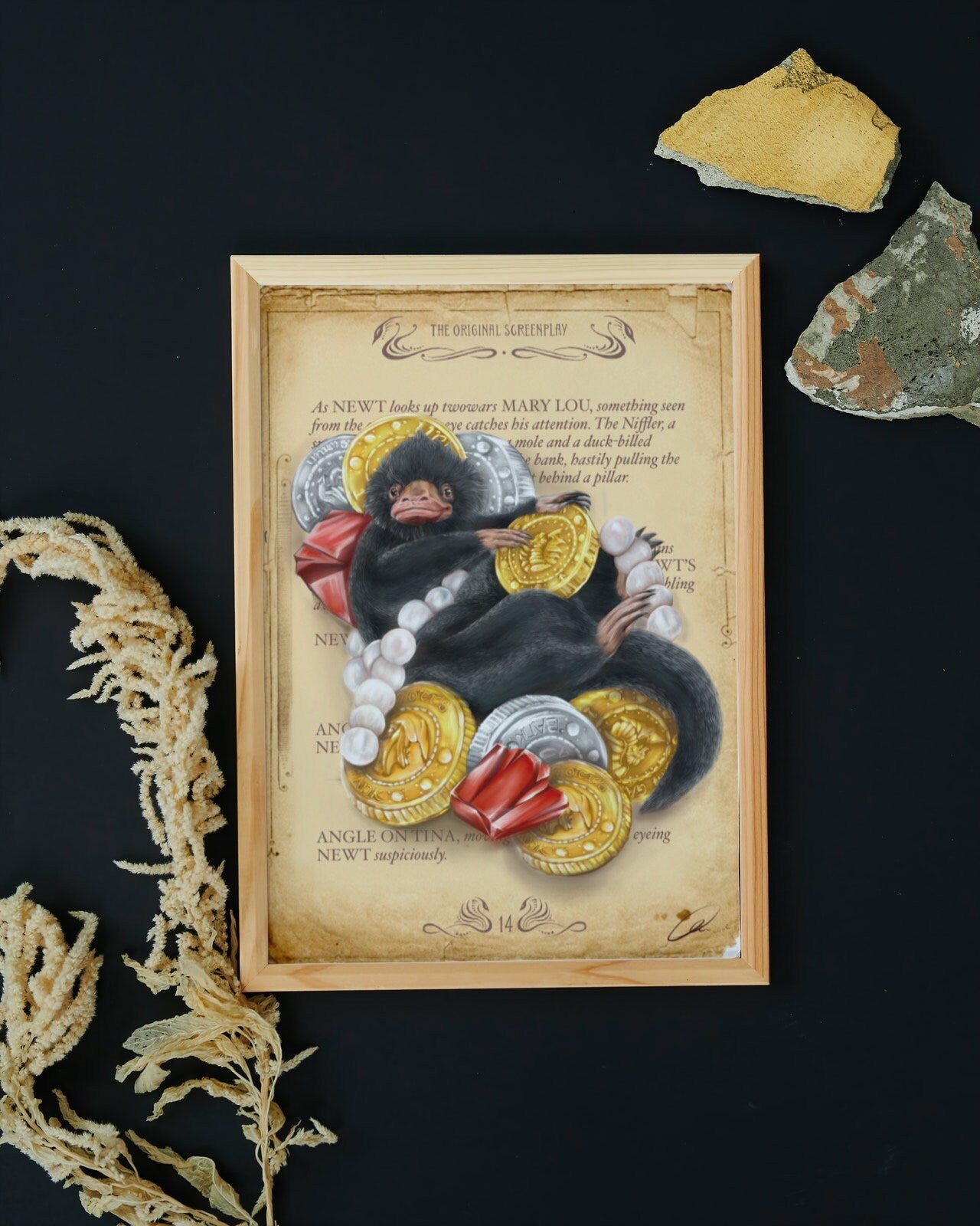 Niffler | Fantastic Beasts | beautiful digital hand-drawn | art | illustration | Wall art | original | unique | geeky | magic | home decor