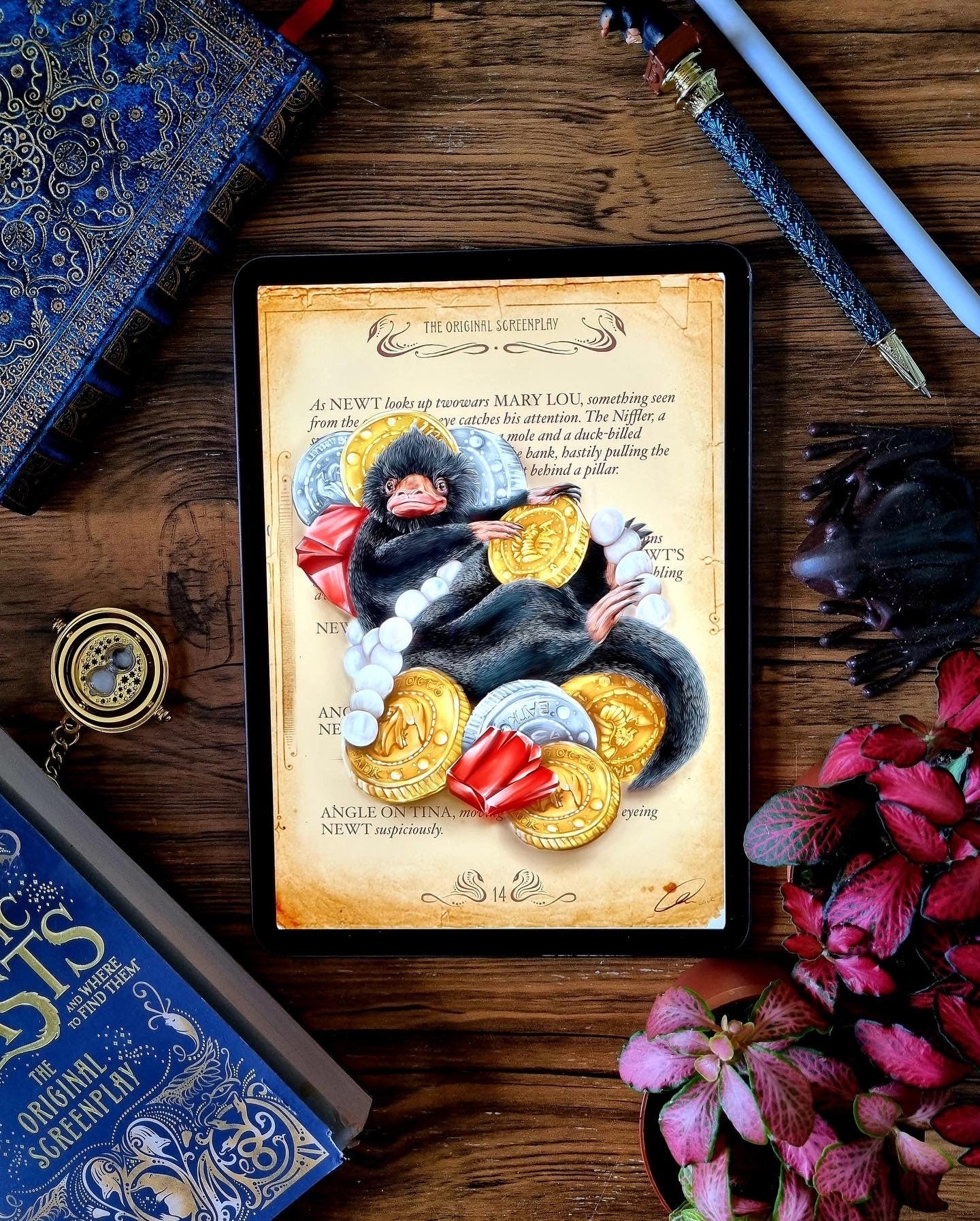 Niffler | Fantastic Beasts | beautiful digital hand-drawn | art | illustration | Wall art | original | unique | geeky | magic | home decor