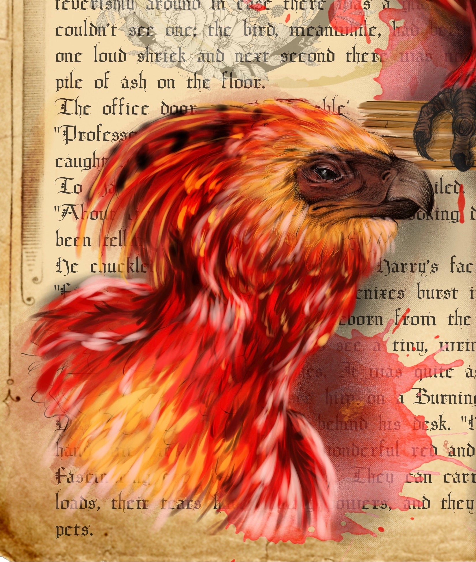 Harry Potter | Phoenix | magical creature | Dramatic | art print | illustration | Wall art | art | original | dark art | geeky | home decor