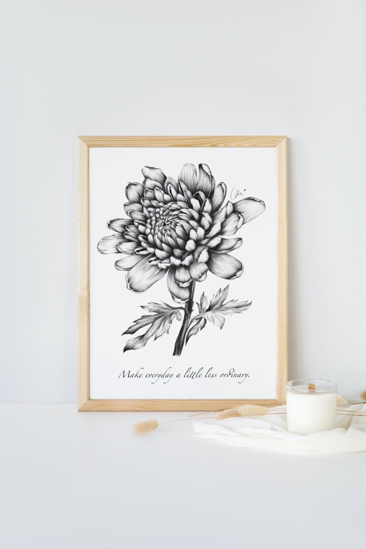 Chrysanthemum | floral | Dramatic | flower | art print | illustration | Wall art | gothic art | original | quote | dark art | home decor