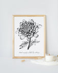 Chrysanthemum | floral | Dramatic | flower | art print | illustration | Wall art | gothic art | original | quote | dark art | home decor
