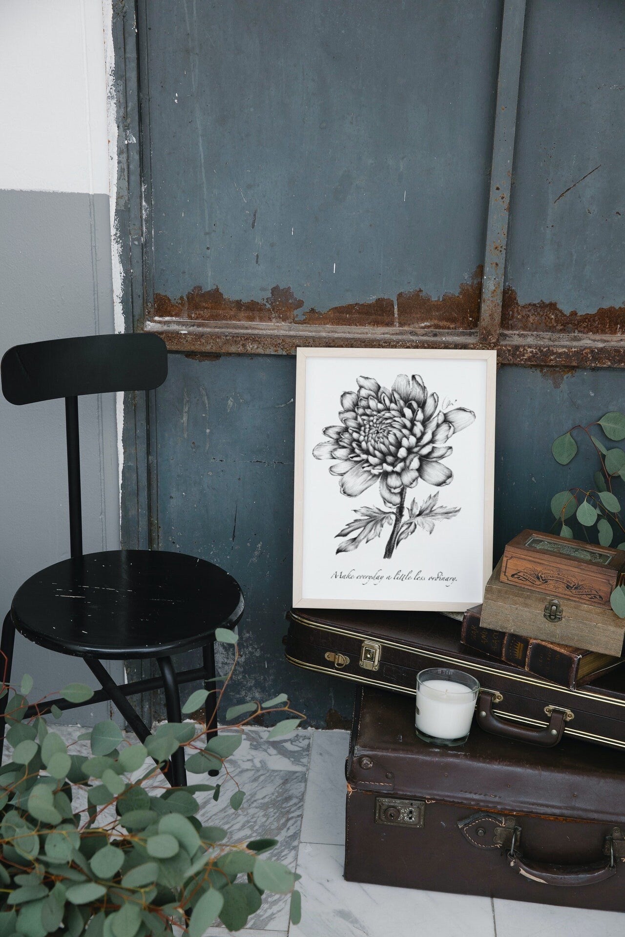 Chrysanthemum | floral | Dramatic | flower | art print | illustration | Wall art | gothic art | original | quote | dark art | home decor