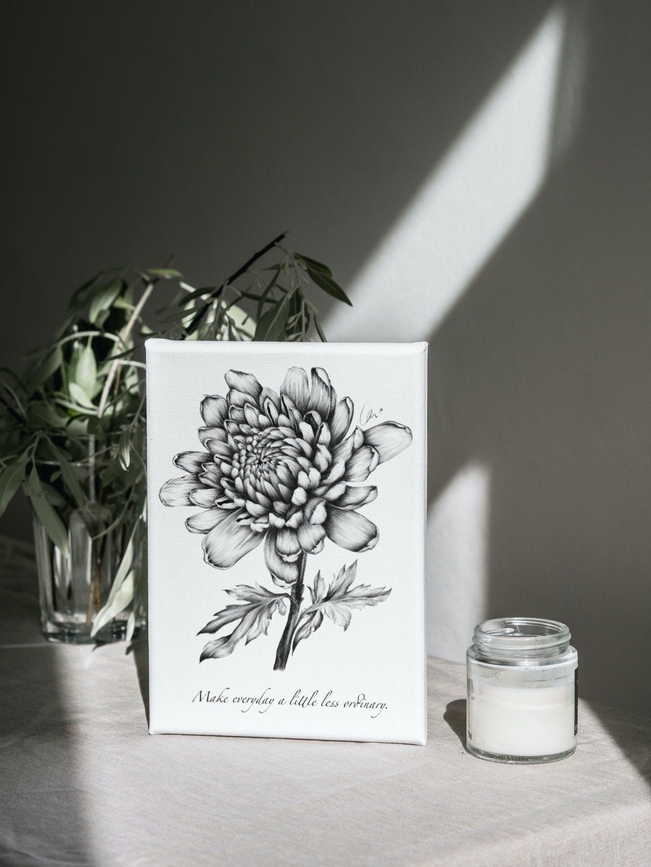 Chrysanthemum | floral | Dramatic | flower | art print | illustration | Wall art | gothic art | original | quote | dark art | home decor