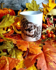 Halloween, spooky, magic, position bottle, witch, eco-friendly handmade ceramic mug with 100% unique illustrated art design
