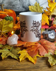 Halloween, spooky, magic, position bottle, witch, eco-friendly handmade ceramic mug with 100% unique illustrated art design