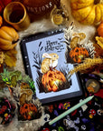 Halloween, spooky, rabbit fun, cool, one of a kind, unusual, illustration refrigerator magnets With gloss, holographic or shiney options