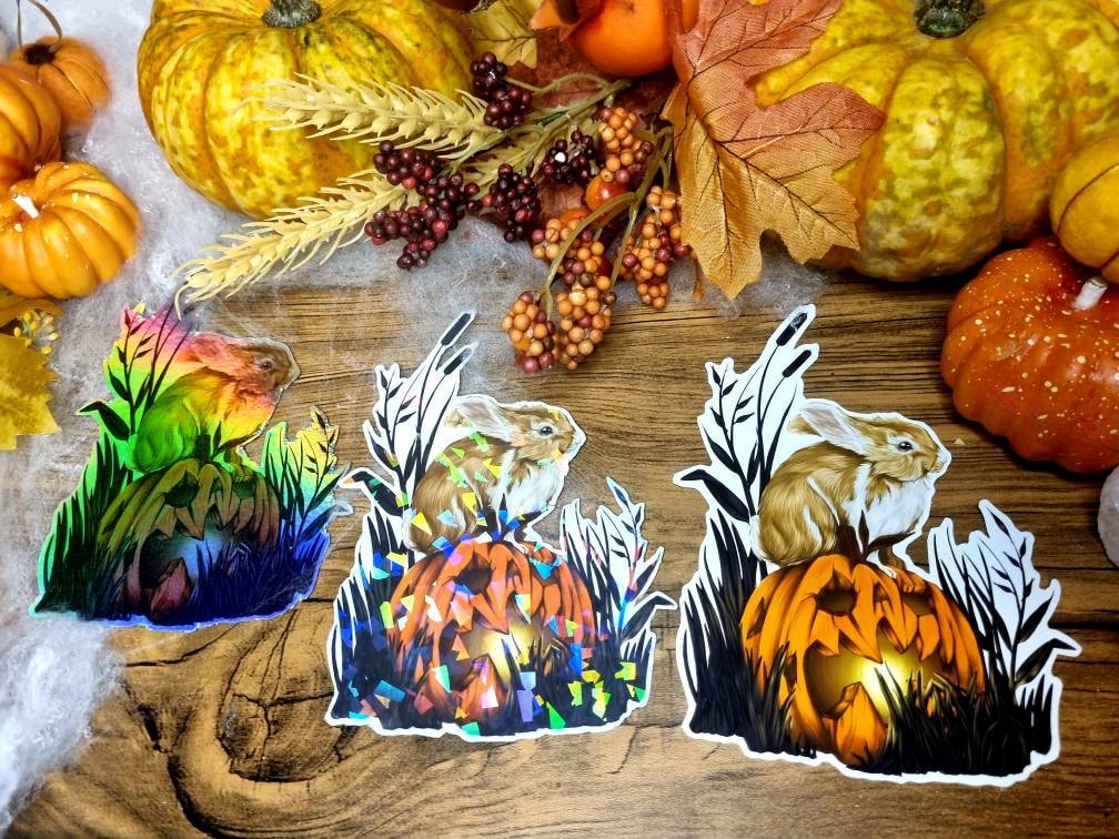 Halloween, spooky, rabbit fun, cool, one of a kind, unusual, illustration refrigerator magnets With gloss, holographic or shiney options