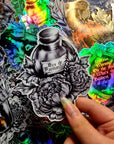 Magical, witchy, potion bottles, hex the patriarchy, storms, moon, heart, plauge, cute, cartoon, art, illustrated gloss,holographic, magnet
