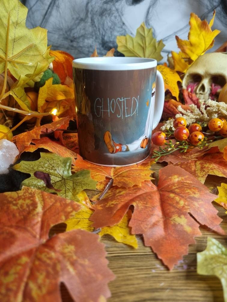 Bedsheet ghosts, ghosts, Halloween, spooky ghosts illustration art funny mugs, cup horror, punny ghost. I'm here for the boos. Ghosted.