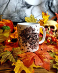 Ouiji plancheet, ouijia, ghothic, illustration ,ghost, art one of a kind, fun, spooky halloween, tea cup, mug, hand pressed