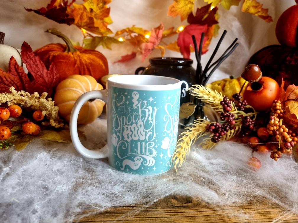 Spooky boo club, Halloween, Sad ghost, Sad ghost club, ghost, spooky, creepy cute, illustration design, ceramic mug, cup more colours.