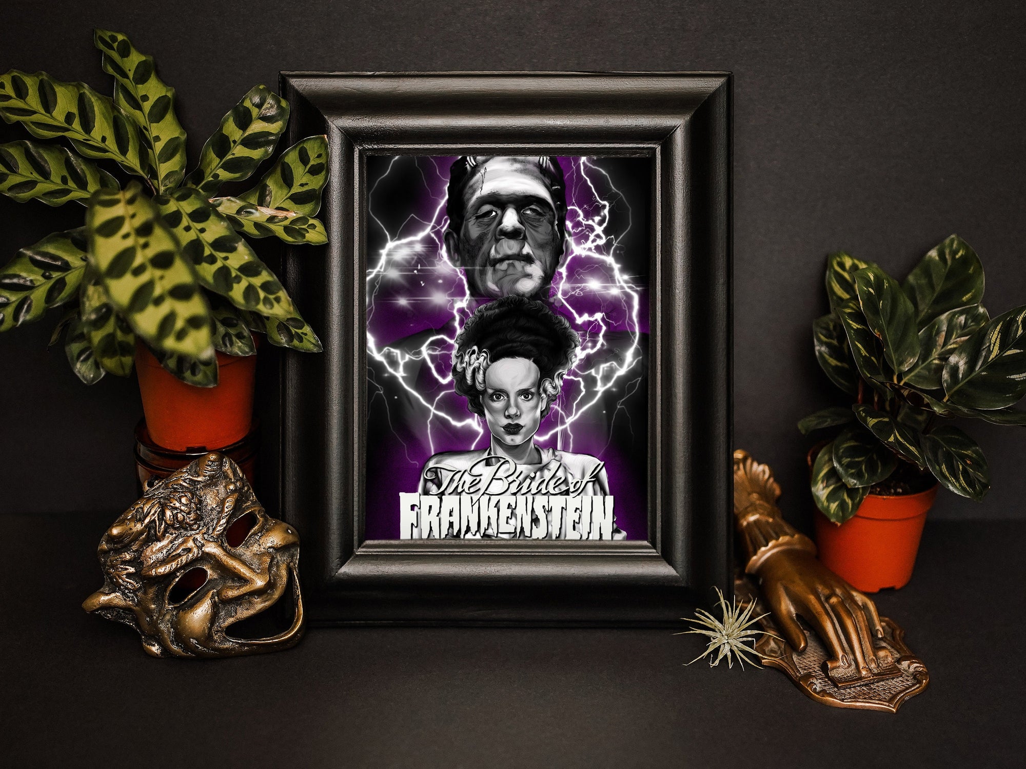 Bride of Frankenstein, horror, Halloween, spooky, gothic, eco friendly art illustration gallery print