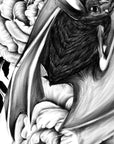 Bat Halloween horror spooky fall tattoo black and white art illustration gallery print