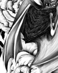Bat Halloween horror spooky fall tattoo black and white art illustration gallery print